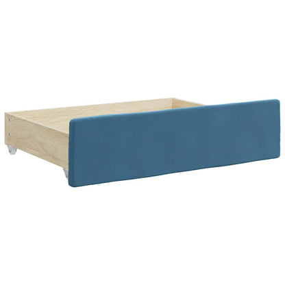 Cassetti da Letto 2pz Blu in Legno Multistrato e Velluto
