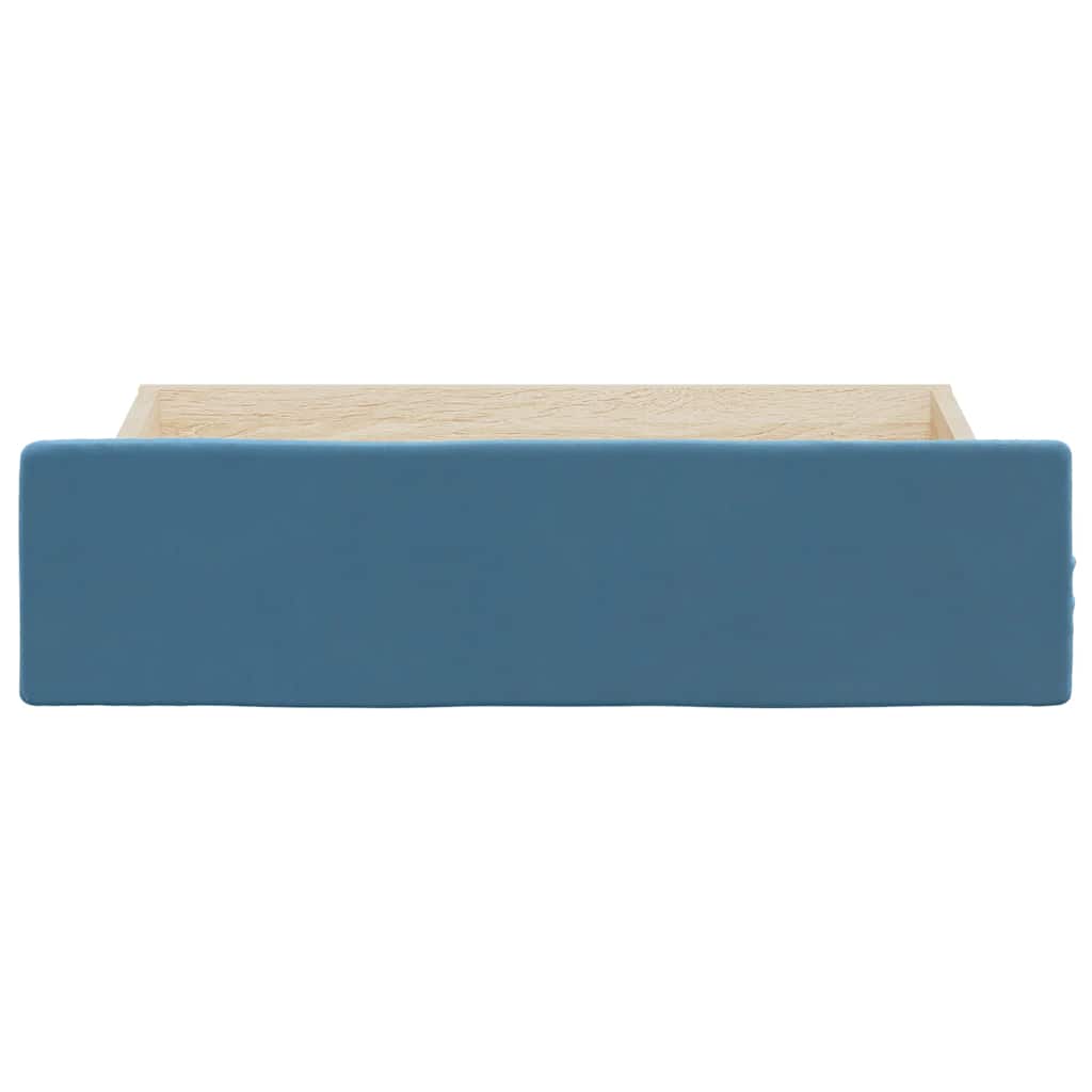 Cassetti da Letto 2pz Blu in Legno Multistrato e Velluto