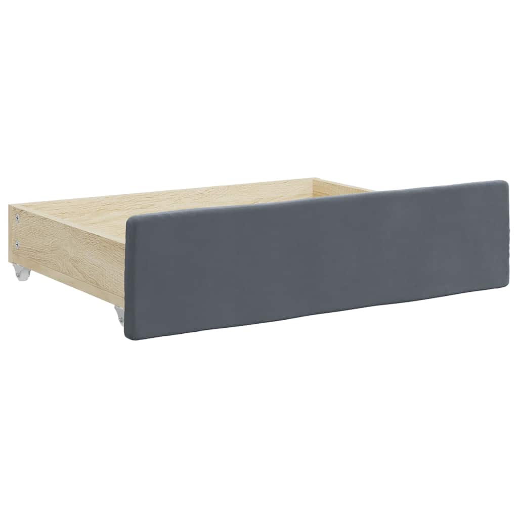Cassetti da Letto 2pz Grigio Scuro Legno Multistrato e Velluto