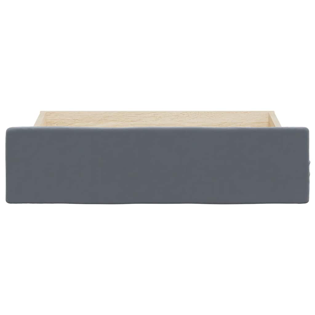Cassetti da Letto 2pz Grigio Scuro Legno Multistrato e Velluto