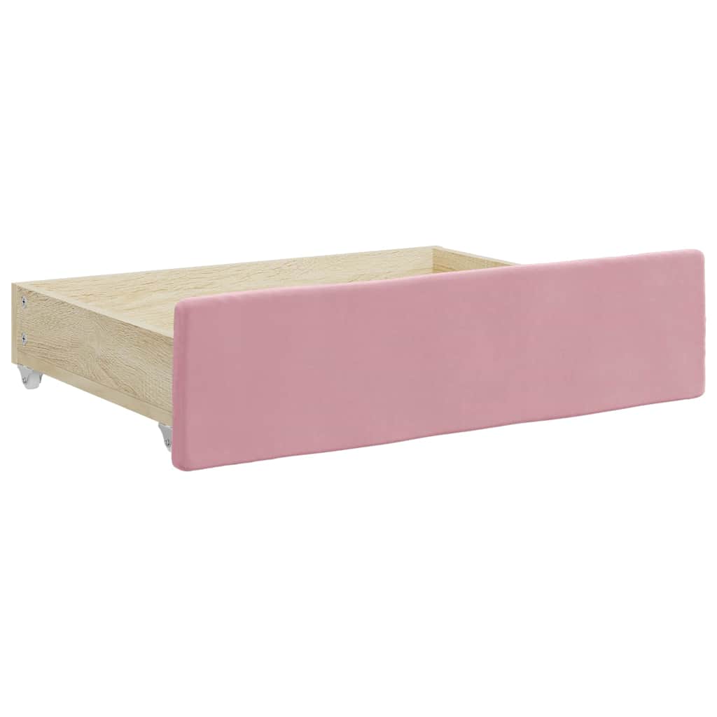 Cassetti da Letto 2pz Rosa in Legno Multistrato e Velluto