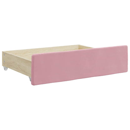 Cassetti da Letto 2pz Rosa in Legno Multistrato e Velluto