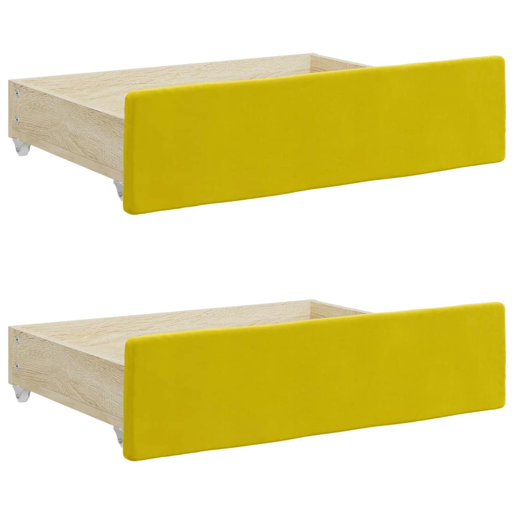 Cassetti da Letto 2pz Gialli in Legno Multistrato e Velluto