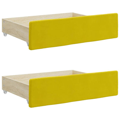 Cassetti da Letto 2pz Gialli in Legno Multistrato e Velluto
