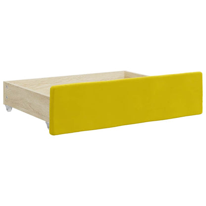 Cassetti da Letto 2pz Gialli in Legno Multistrato e Velluto