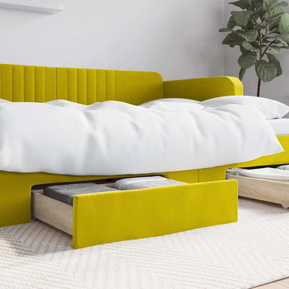 Cassetti da Letto 2pz Gialli in Legno Multistrato e Velluto