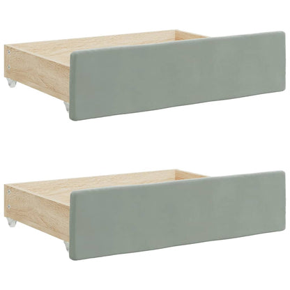 Cassetti da Letto 2pz Grigio Chiaro in Truciolato e Velluto