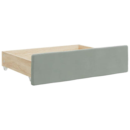 Cassetti da Letto 2pz Grigio Chiaro in Truciolato e Velluto
