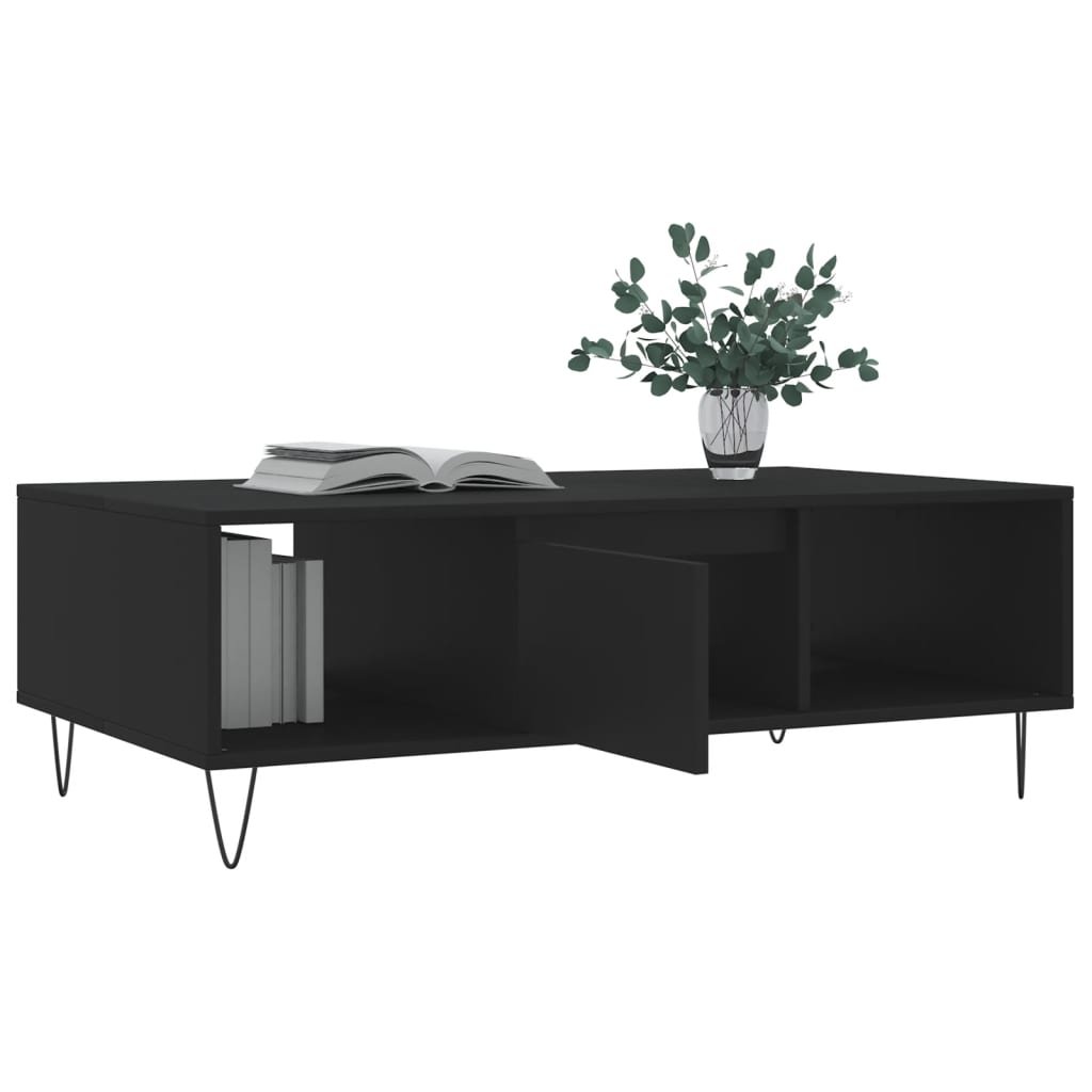 Tavolino da Salotto Nero 104x60x35 cm in Legno Multistrato