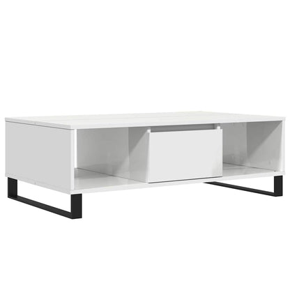Tavolino da Salotto Bianco Lucido 104x60x35cm Legno Multistrato