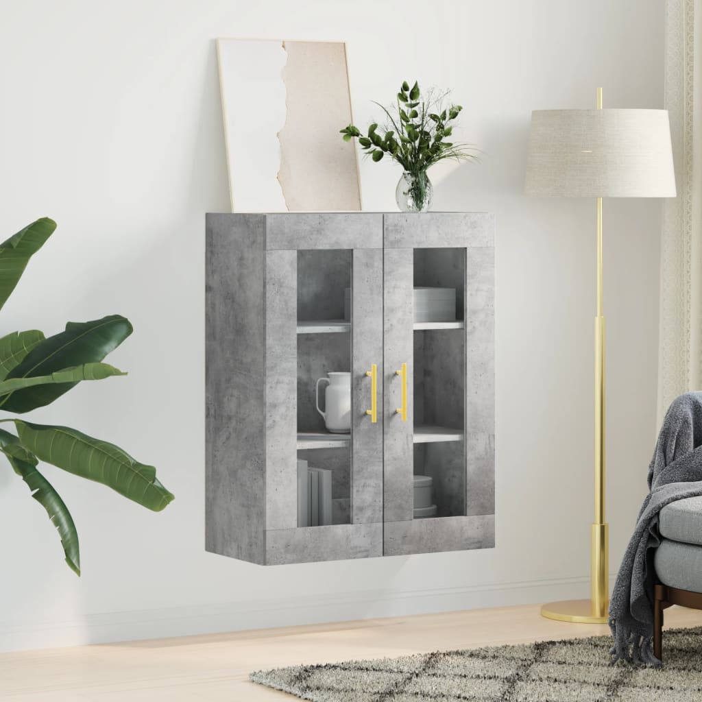 Mobile a Parete Grigio Cemento 69,5x34x90 cm