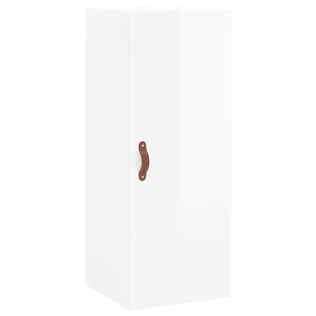 Mobile a Parete Bianco Lucido 34,5x34x90 cm