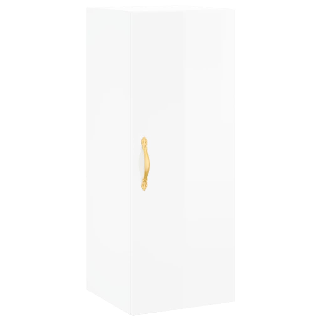 Mobile a Parete Bianco Lucido 34,5x34x90 cm