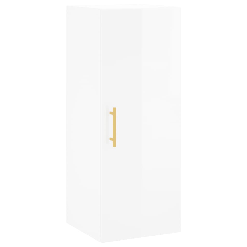 Mobile a Parete Bianco Lucido 34,5x34x90 cm