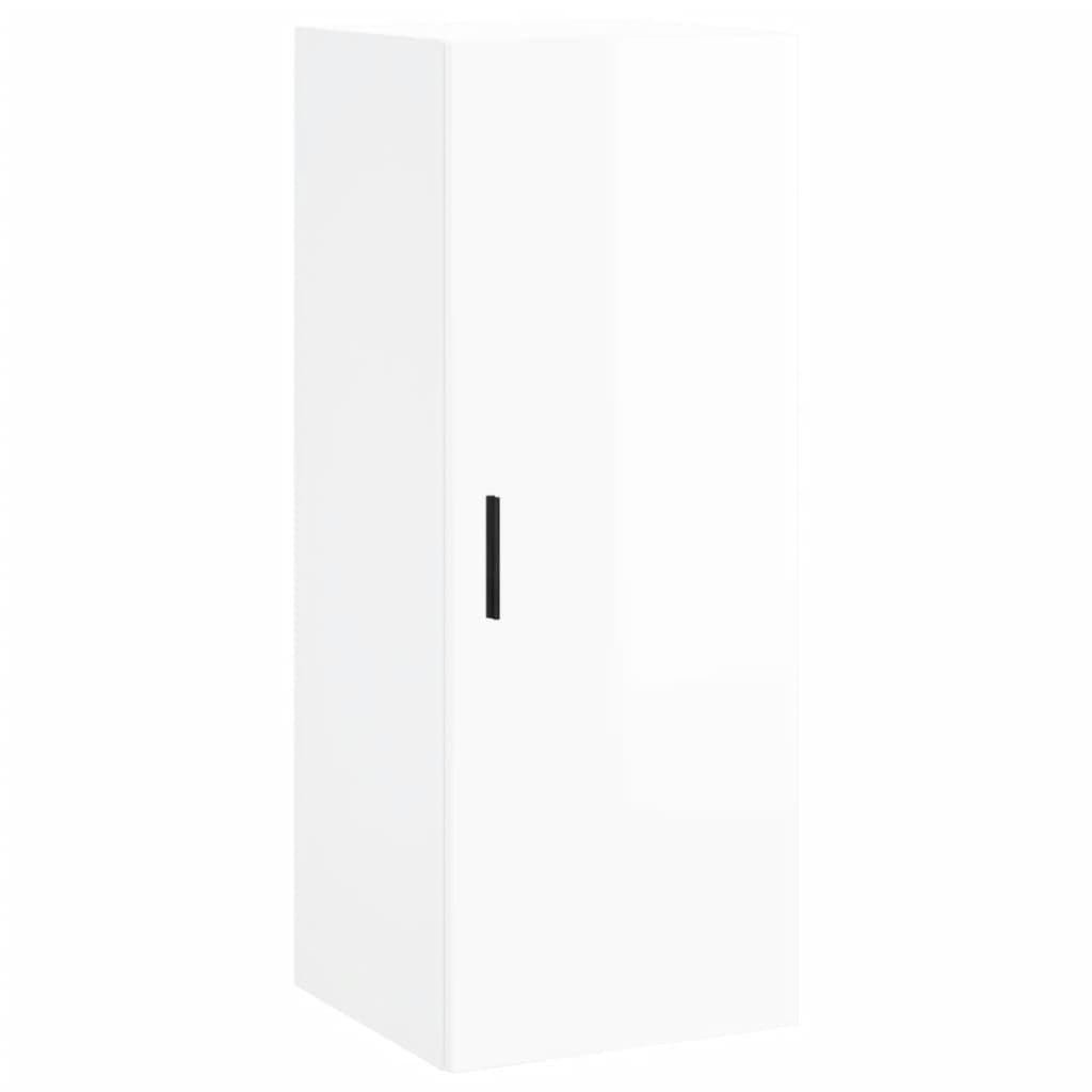 Mobile a Parete Bianco Lucido 34,5x34x90 cm
