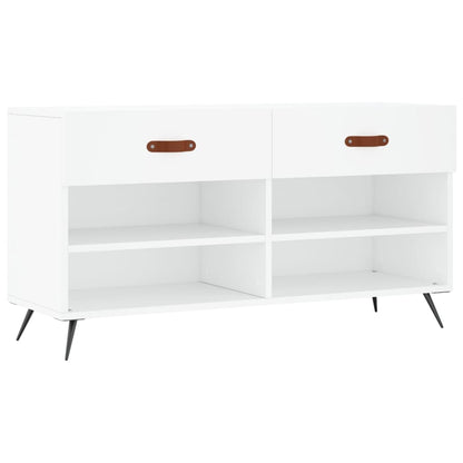 Panca Porta Scarpe Bianca 102x35x55 cm in Legno Multistrato