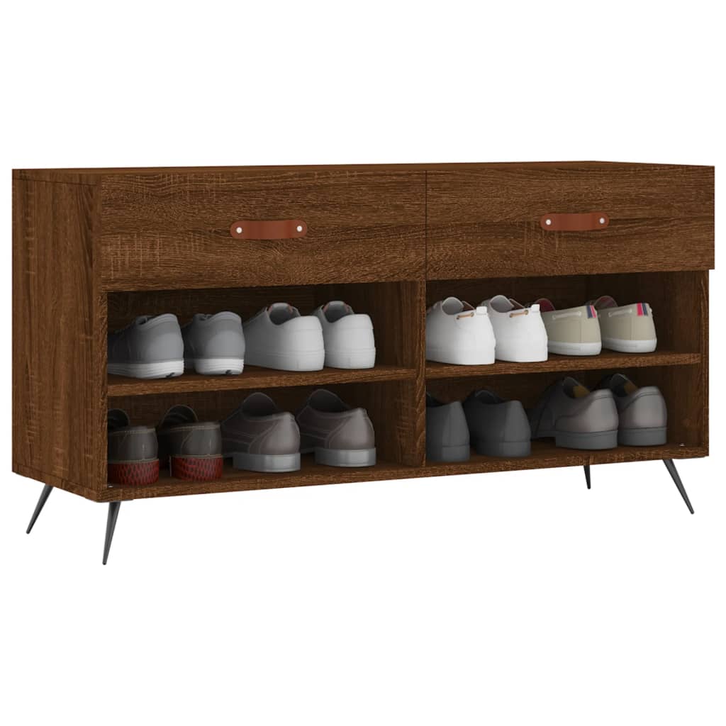 Panca Porta Scarpe Rovere Marrone 102x35x55cm Legno Multistrato