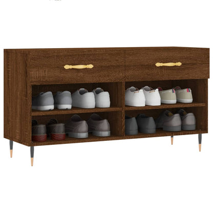 Panca Porta Scarpe Rovere Marrone 102x35x55cm Legno Multistrato
