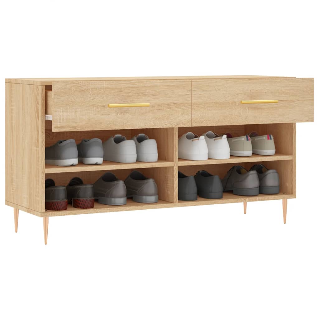 Panca Porta Scarpe Rovere Sonoma 102x35x55 cm Legno Multistrato
