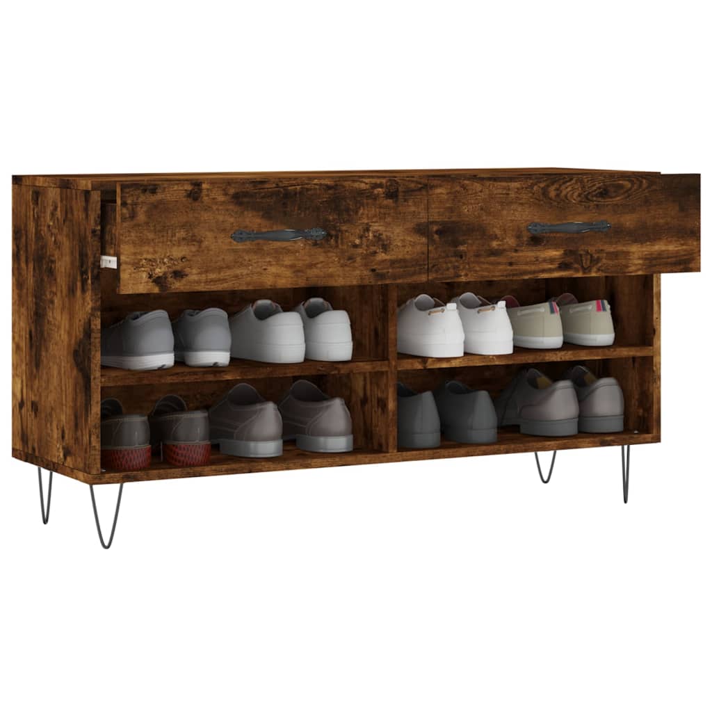 Panca Porta Scarpe Rovere Fumo 102x35x55 cm Legno Multistrato
