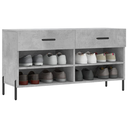 Panca Porta Scarpe Grigio Cemento 102x35x55cm Legno Multistrato