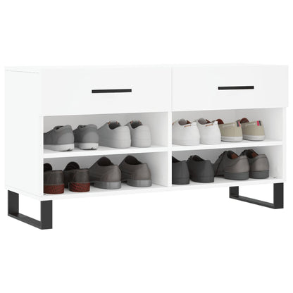 Panca Porta Scarpe Bianca 102x35x55 cm in Legno Multistrato