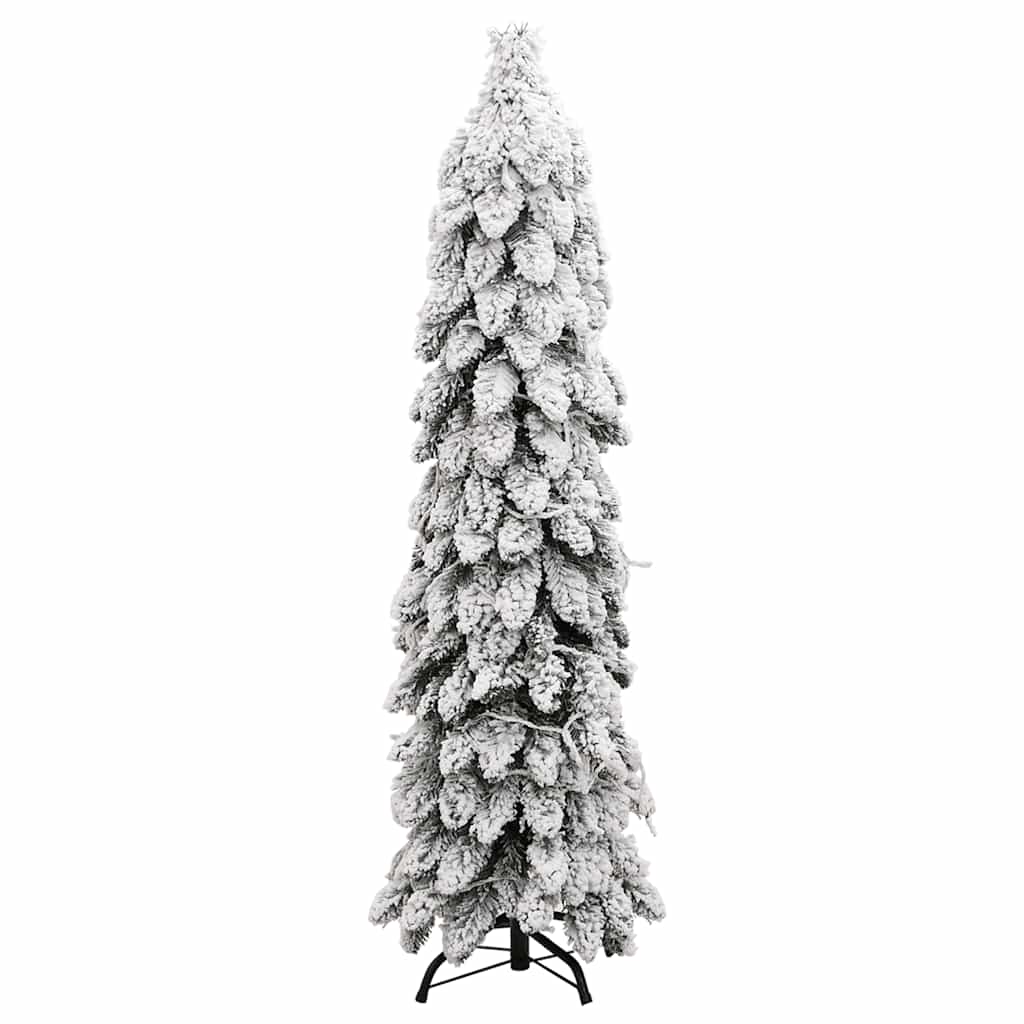 Albero di Natale Artificiale con 60 LED e Neve Floccata 120 cm