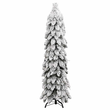 Albero di Natale Artificiale con 60 LED e Neve Floccata 120 cm
