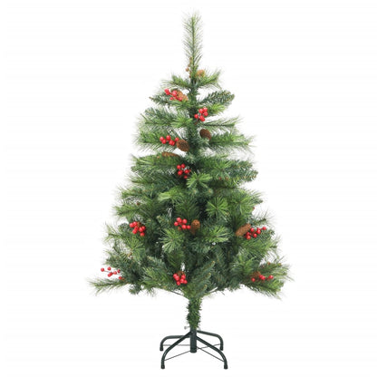 Albero Natale Artificiale Incernierato con Pigne e Bacche 120cm