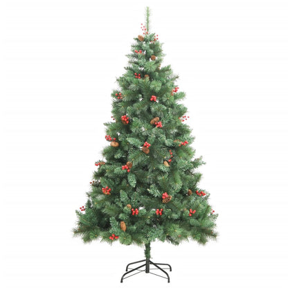Albero Natale Artificiale Incernierato con Pigne e Bacche 180cm