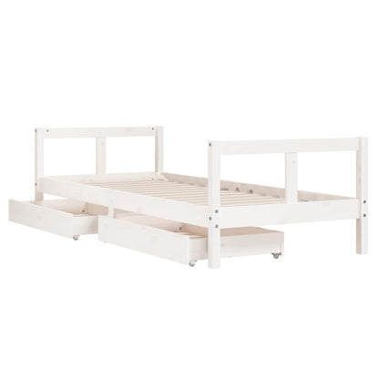 Giroletto Bambini con Cassetti Bianco 80x200cm Massello di Pino