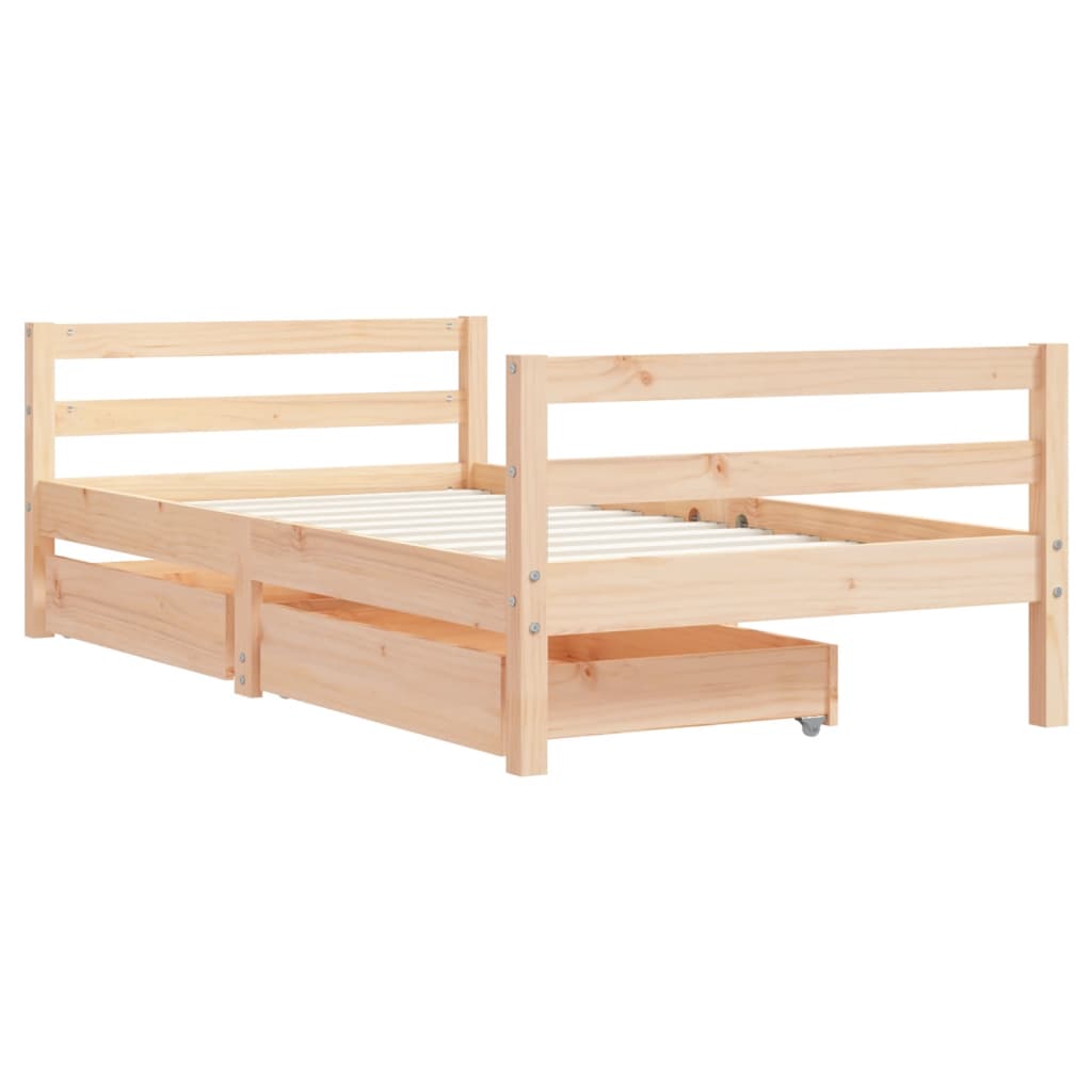 Giroletto per Bambini con Cassetti 80x160cm Legno Massello Pino