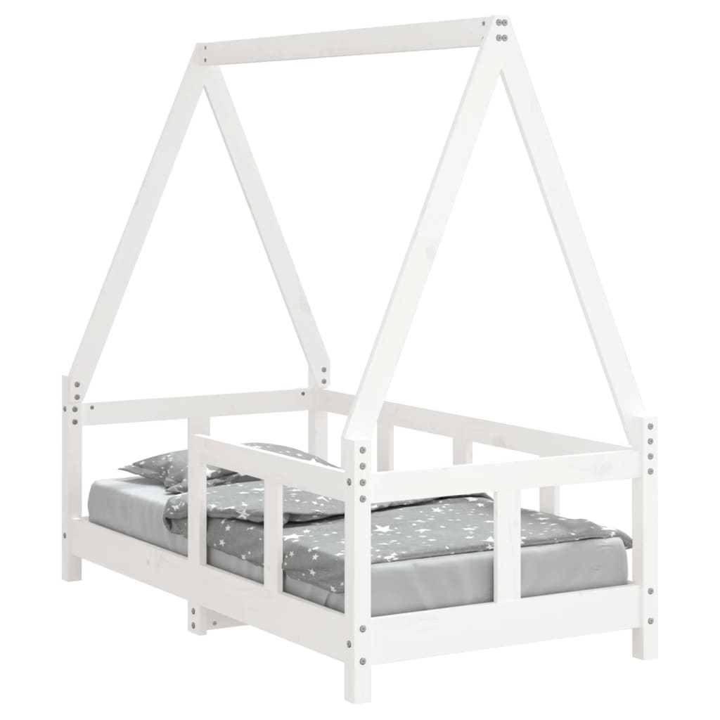 Giroletto per Bambini Bianco 70x140cm in Legno Massello di Pino