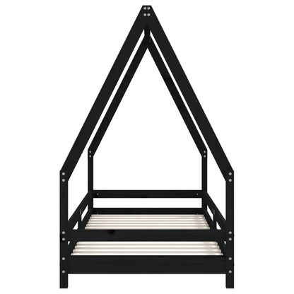 Giroletto per Bambini Nero 80x200 cm in Legno Massello di Pino