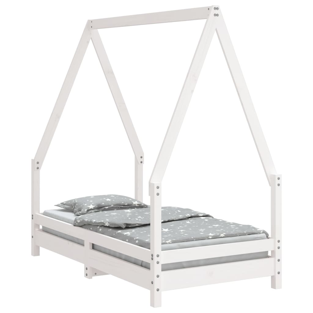 Giroletto per Bambini Bianco 70x140cm in Legno Massello di Pino