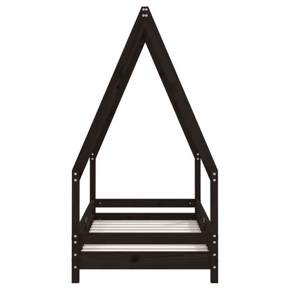 Giroletto per Bambini Nero 70x140 cm in Legno Massello di Pino