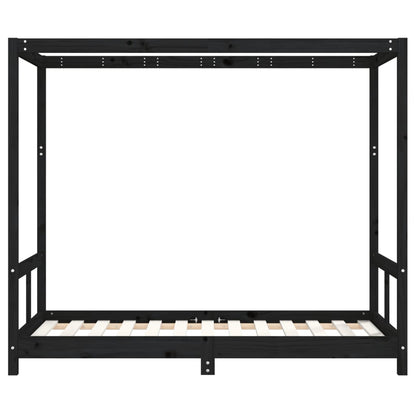 Giroletto per Bambini Nero 80x160 cm in Legno Massello di Pino