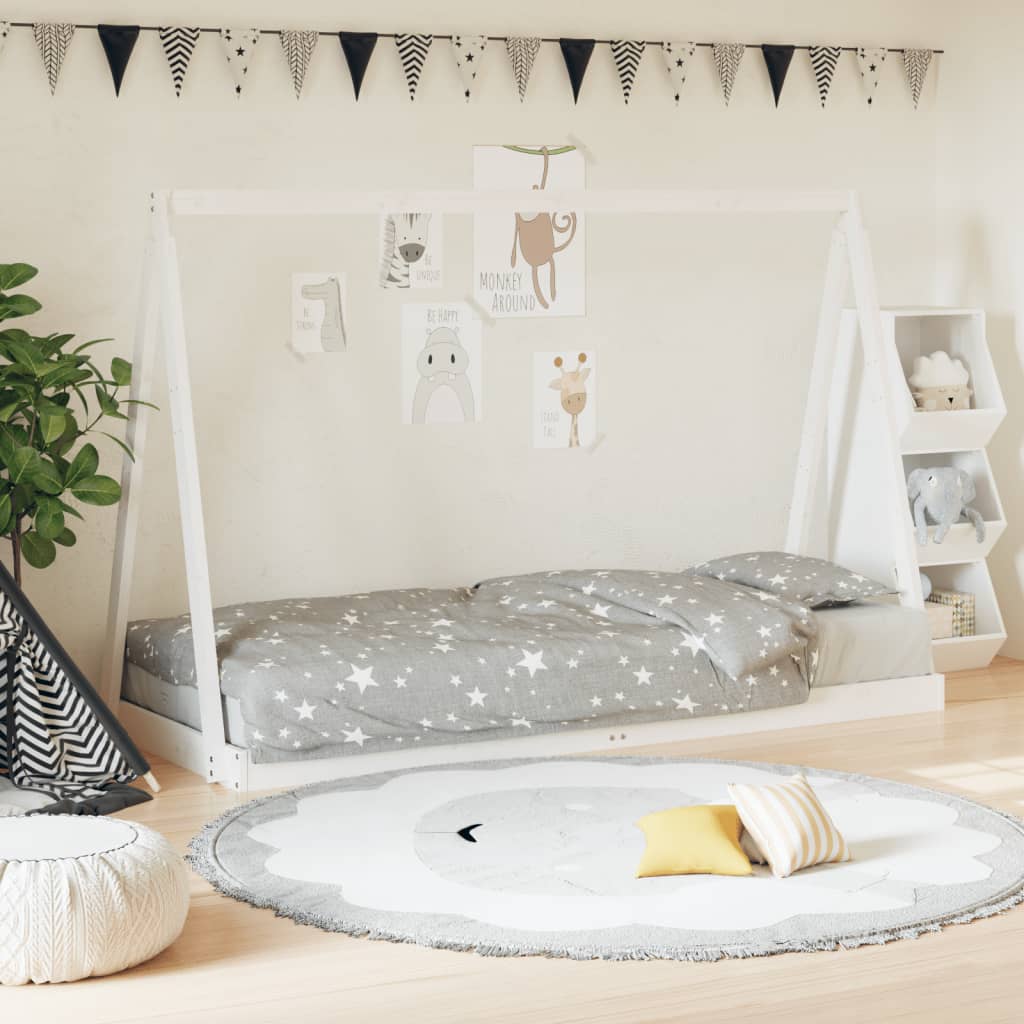 Giroletto per Bambini Bianco 80x200cm in Legno Massello di Pino