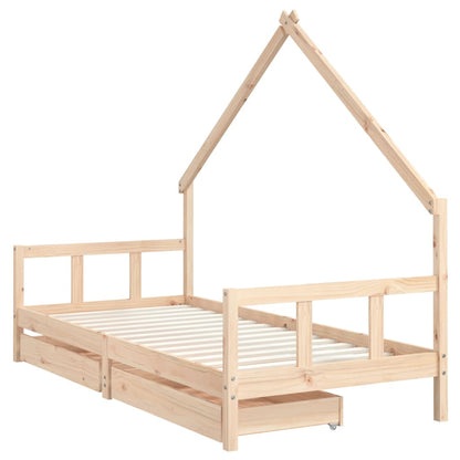 Giroletto per Bambini con Cassetti 90x190cm Legno Massello Pino