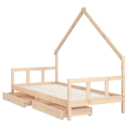 Giroletto per Bambini con Cassetti 90x190cm Legno Massello Pino