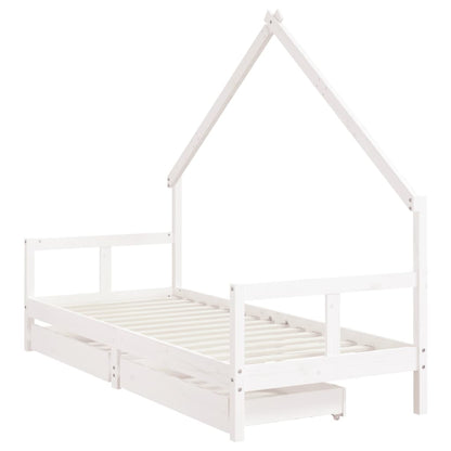 Giroletto Bambini con Cassetti Bianco 80x200cm Massello di Pino