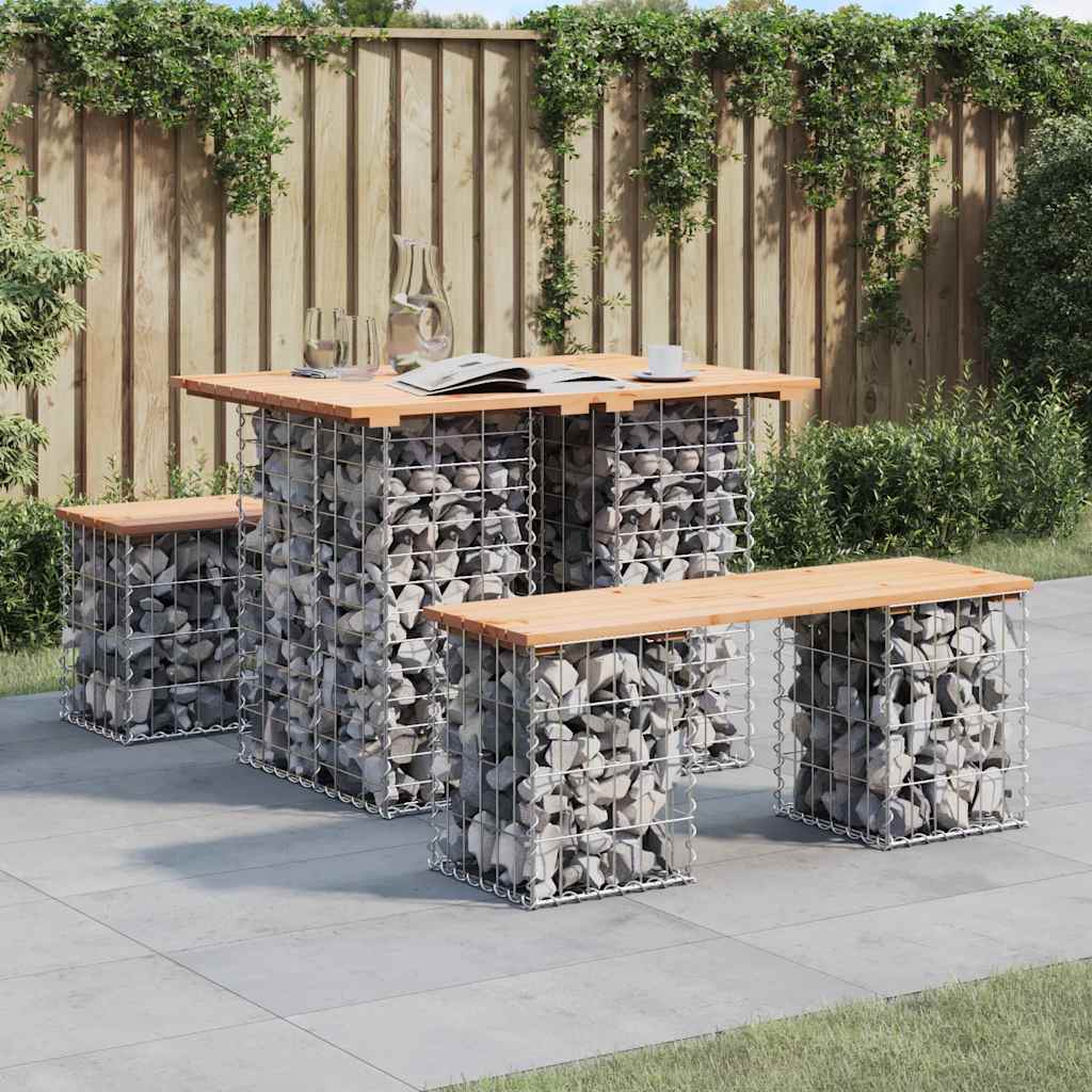 Tavolo da giardino in gabbione design 100x70x72 cm in legno massello di pino