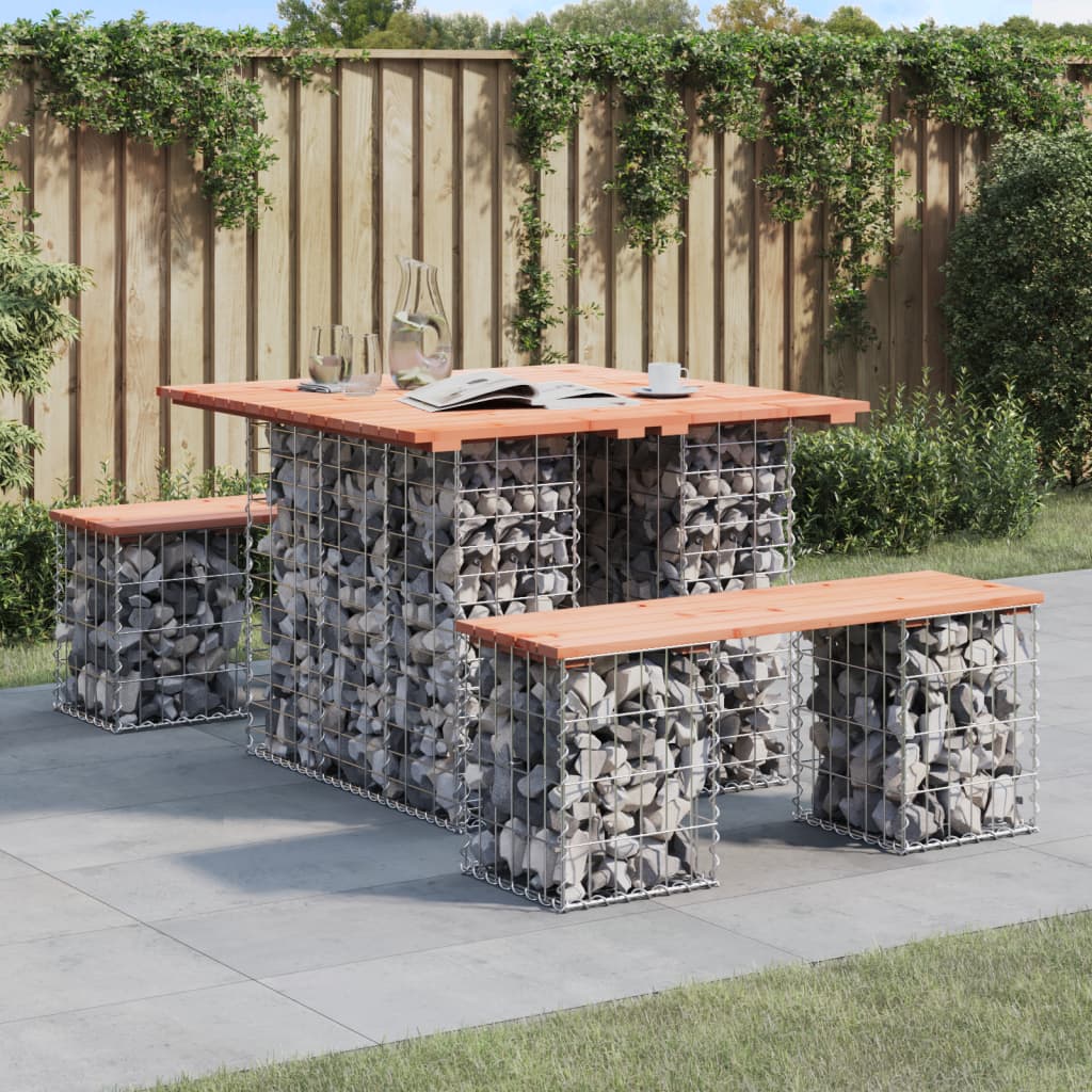 Tavolo da giardino in gabbione design 100x102x72 cm in legno massello Douglas