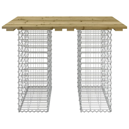 Tavolo da giardino in gabbione design 100x102x72 cm in legno di pino impregnato