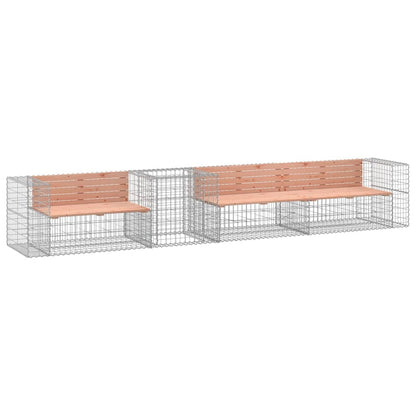 Panca da Giardino con Cesto Gabbione Legno Massello di Douglas