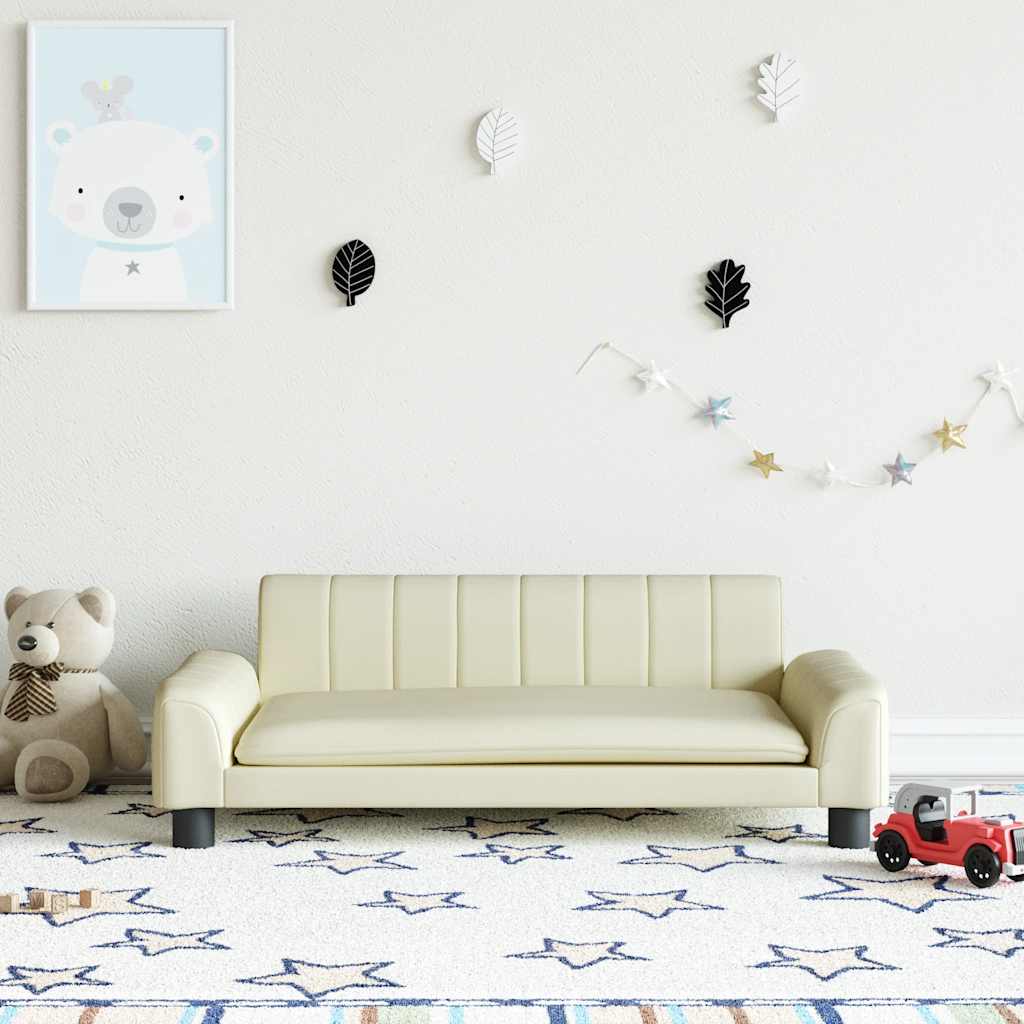 Divano per Bambini Crema 90x53x30 cm in Similpelle
