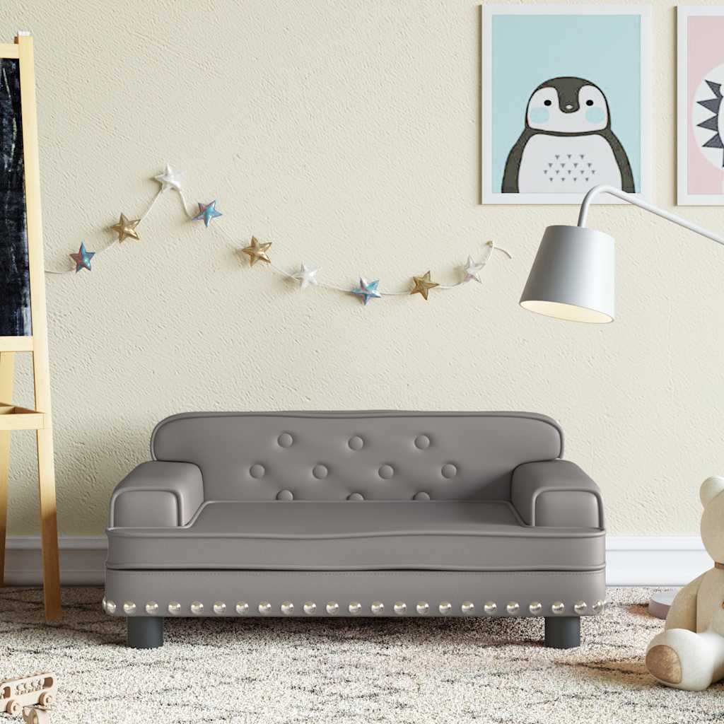 Divano per Bambini Grigio 70x45x30 cm in Similpelle