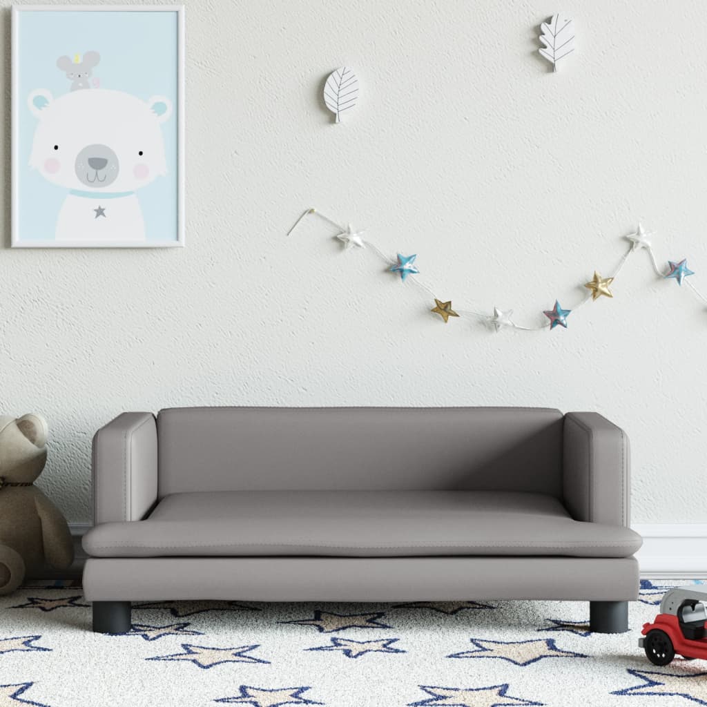 Divano per Bambini Grigio 80x45x30 cm in Similpelle