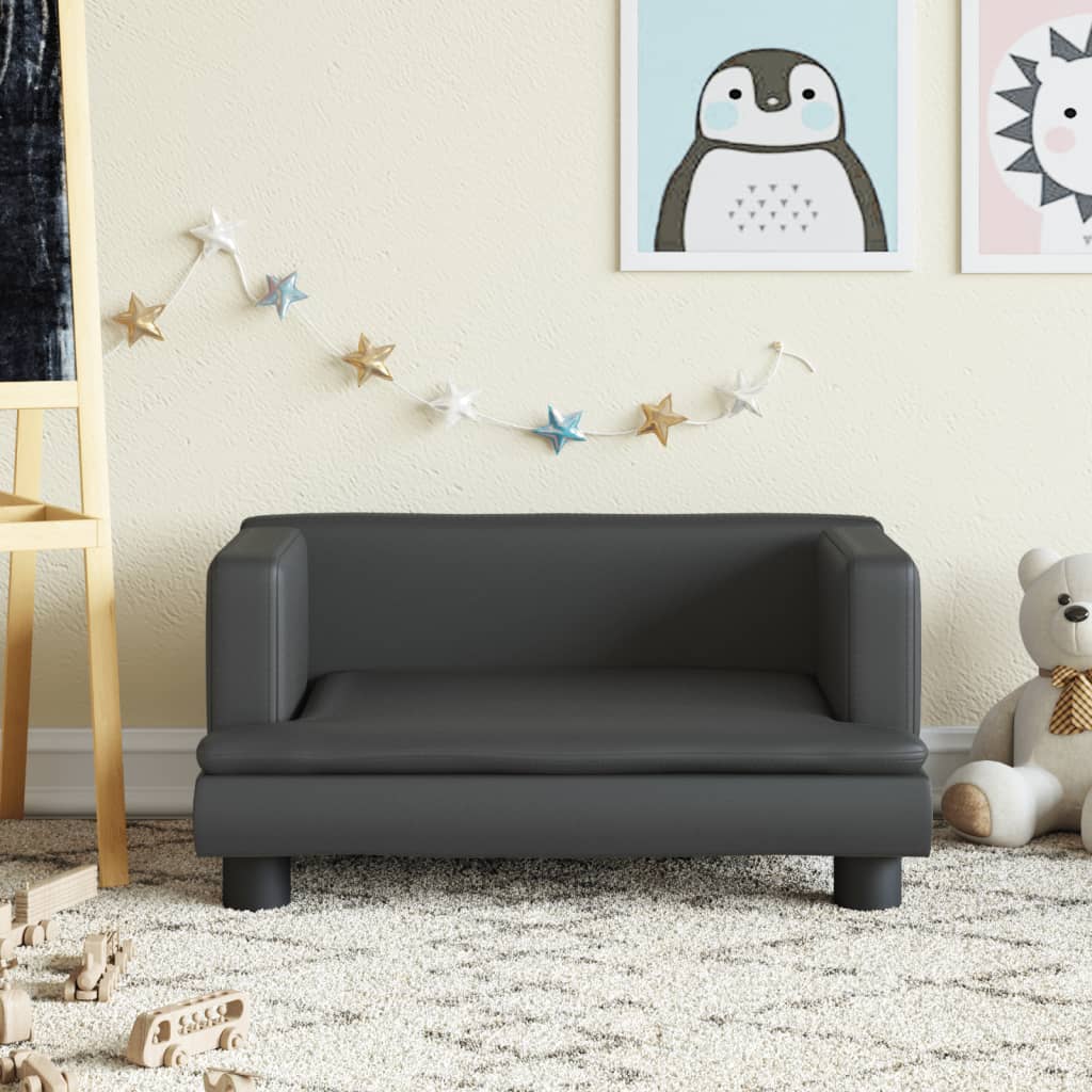 Divano per Bambini Nero 60x40x30 cm in Similpelle