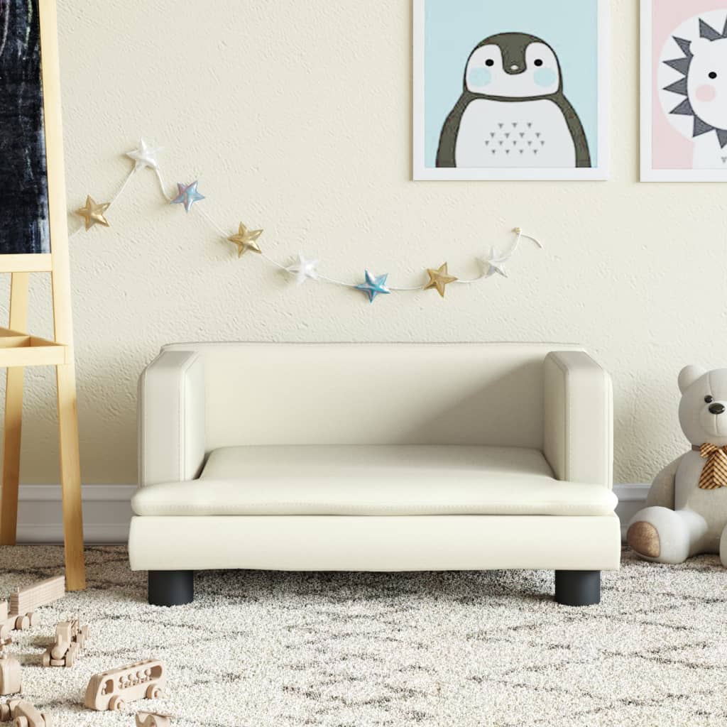 Divano per Bambini Crema 60x40x30 cm in Similpelle